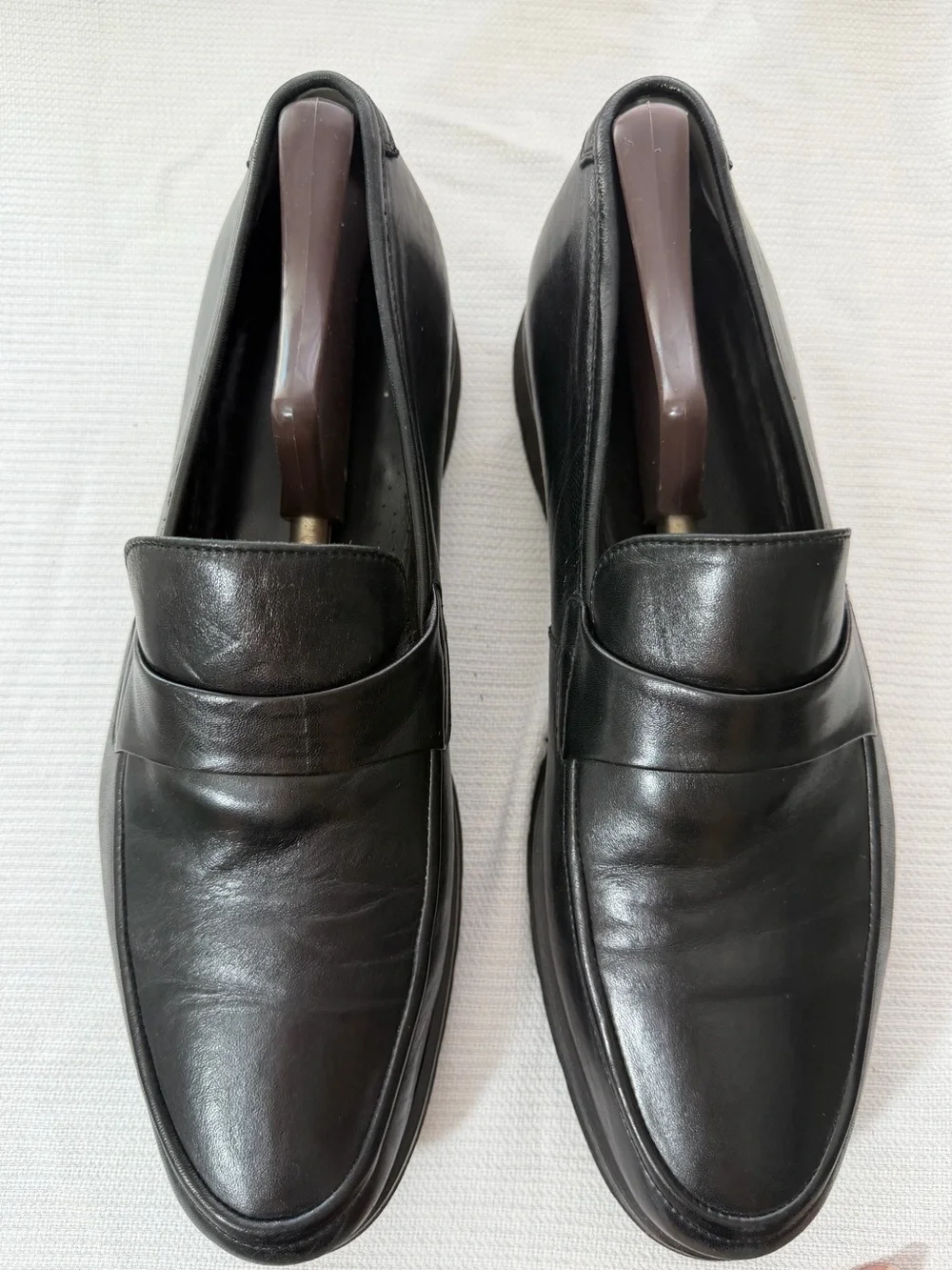 Taryn Rose Black Leather Penny Loafers for Men